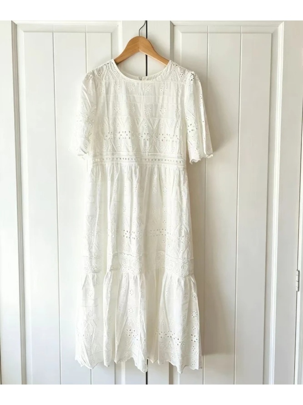 Dôen White Eyelet Embroidered Dress S